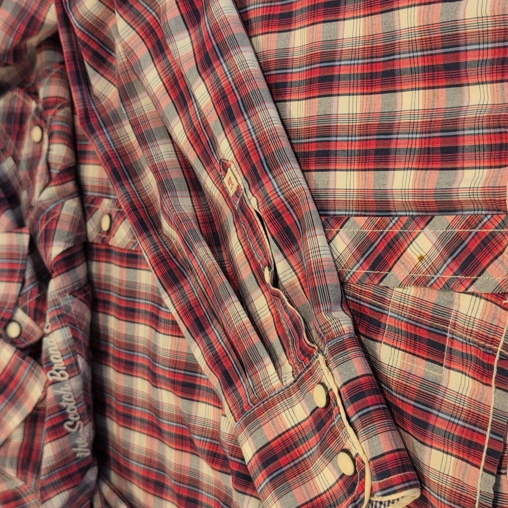 Scotch & Soda Men's Medium Western Long Sleeve Snap Button Down Plaid Shirt - Picture 16 of 16